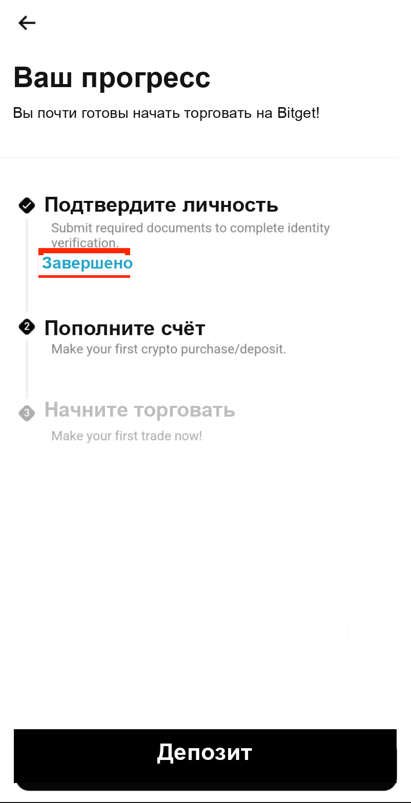 KYC-верификация Bitget успешно завершена