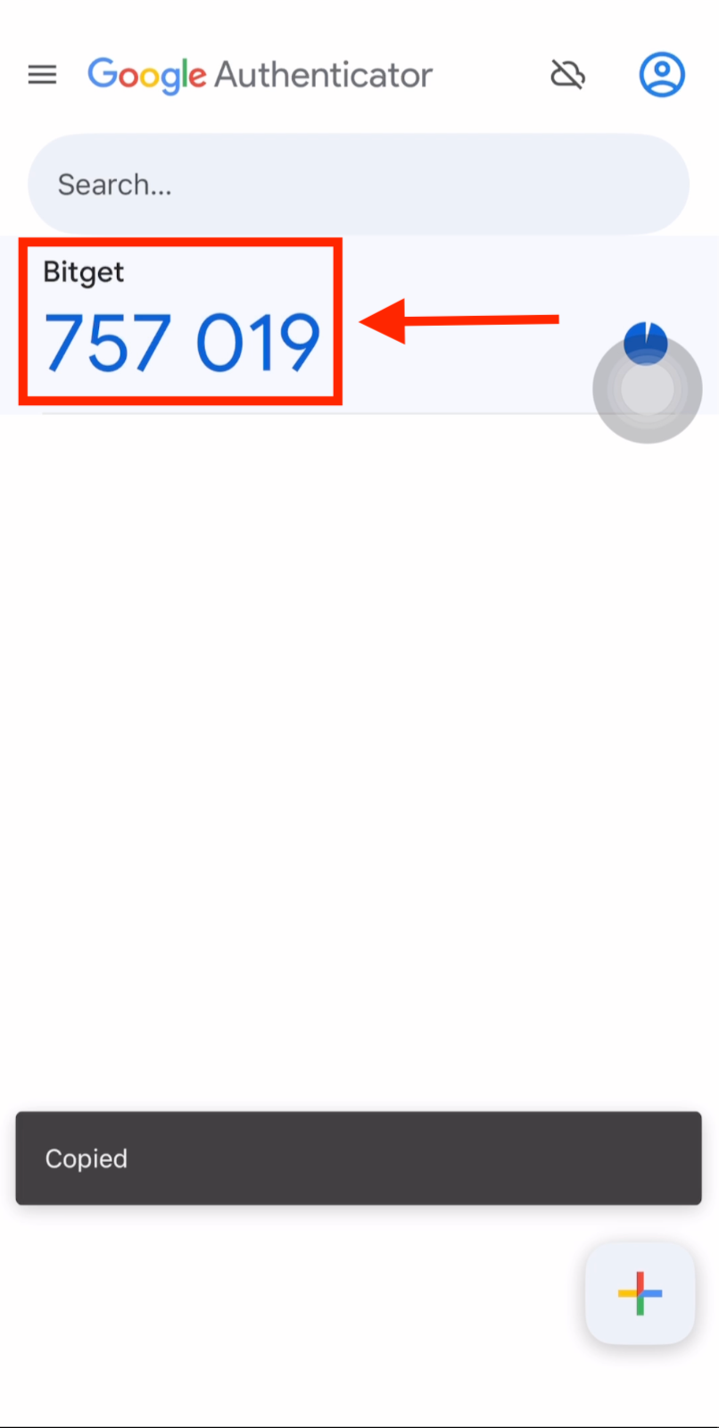 Скопируйте 6-значный код подтверждения из Google Authenticator