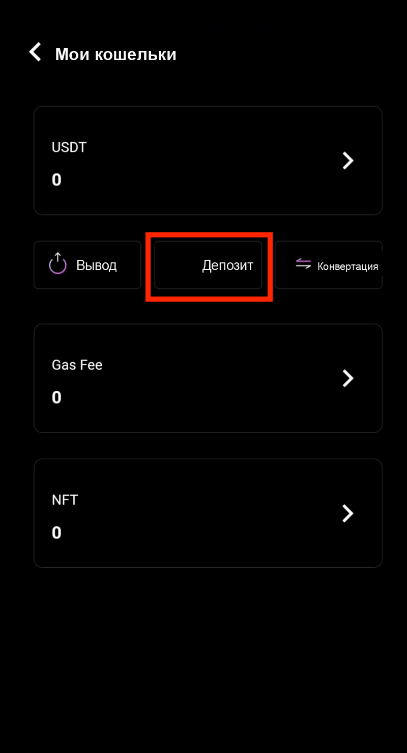 Нажмите Депозит в кошельке CoinTech2u