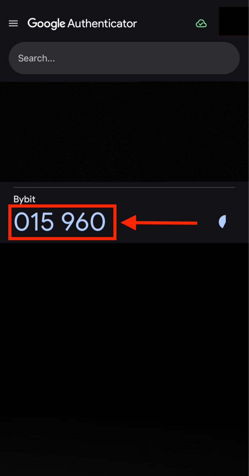 Копирование кода Google Authenticator для Bybit