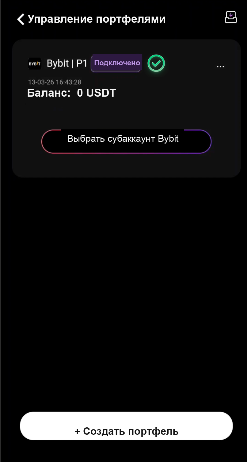 Субаккаунт Bybit успешно подключён