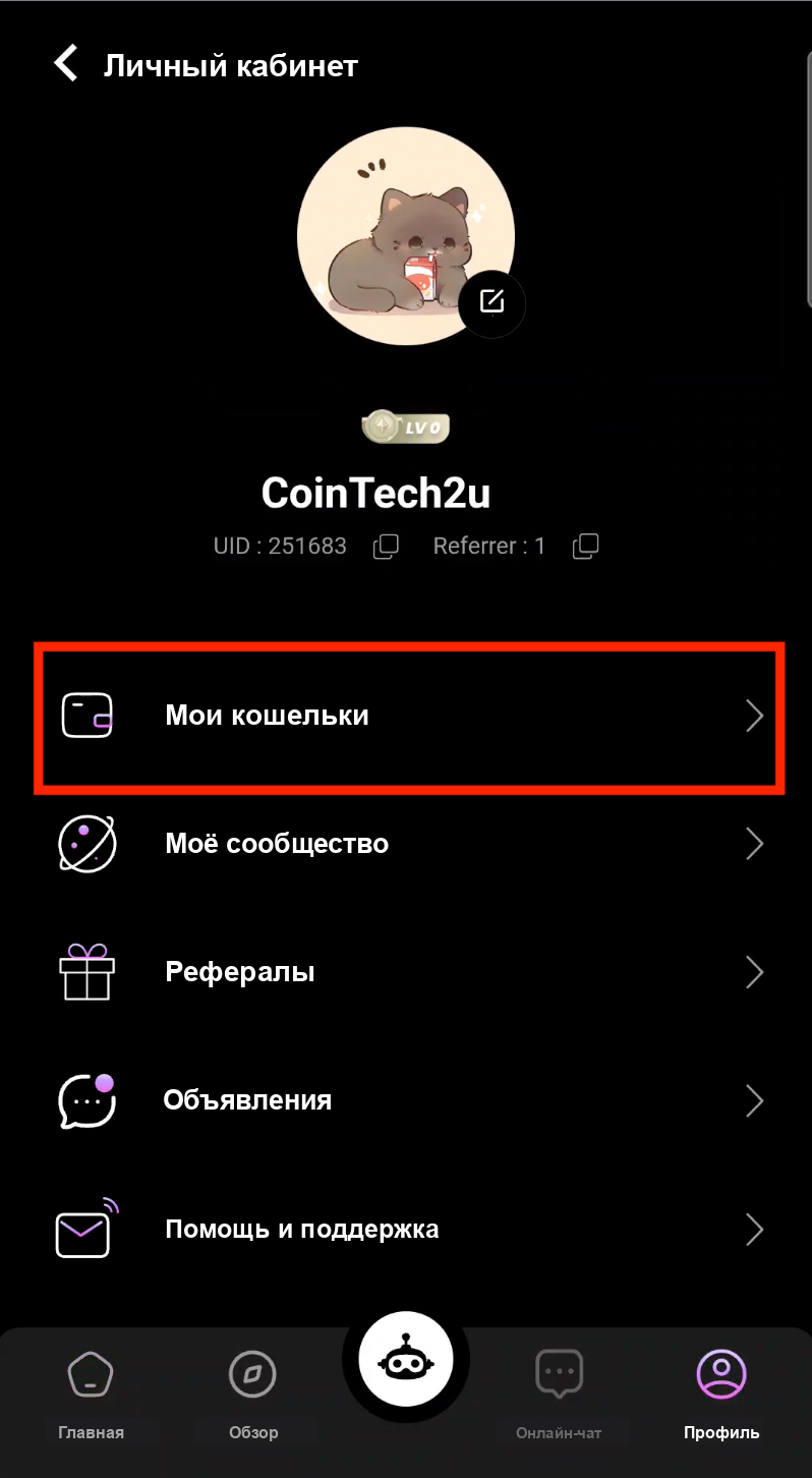Мои кошельки в CoinTech2u