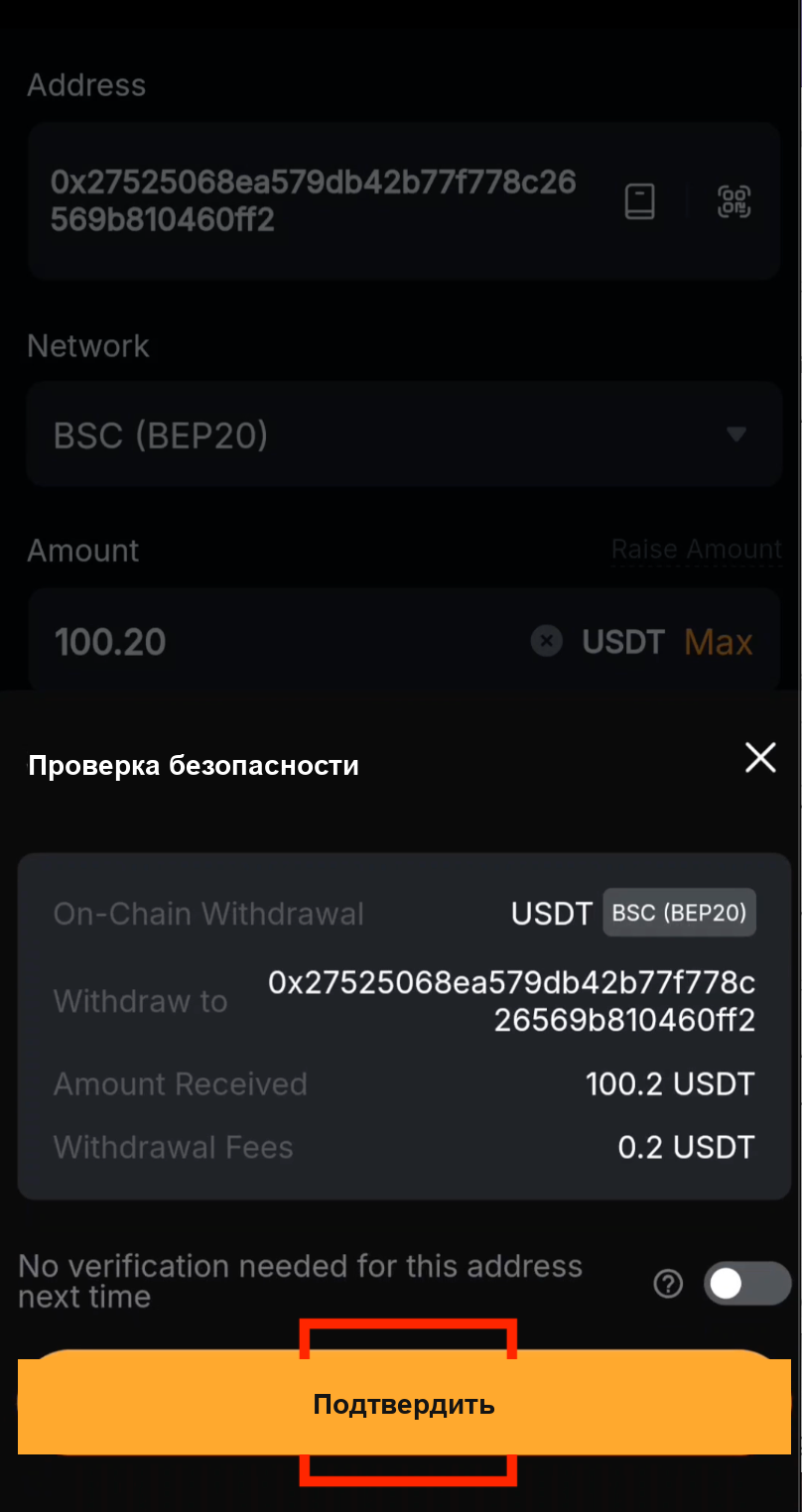 Проверка данных вывода на Bybit