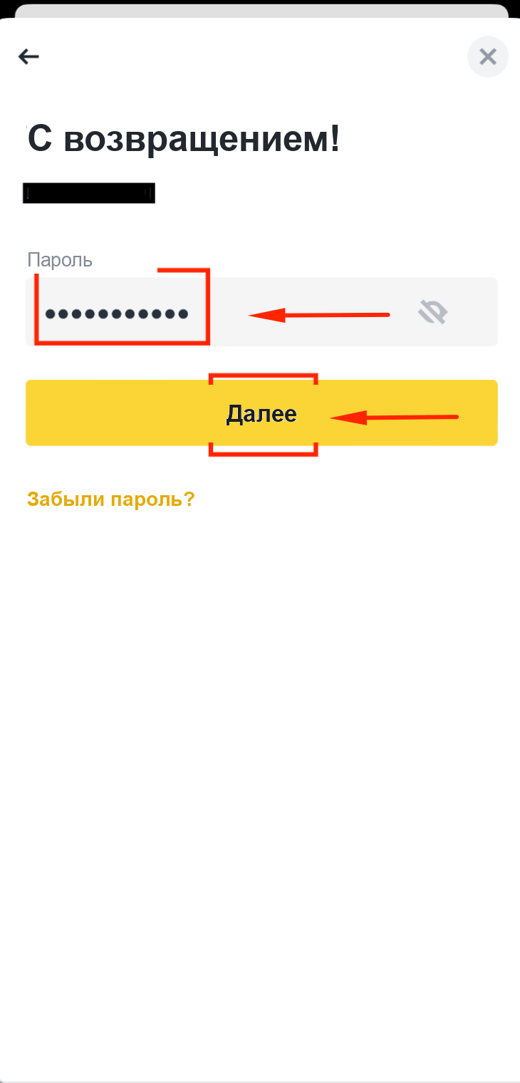 Вход в приложение Binance по email
