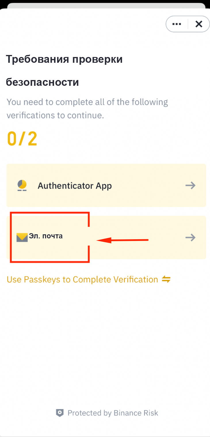 Подтверждение по электронной почте для API Binance